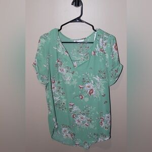 DR2 Green Floral Blouse